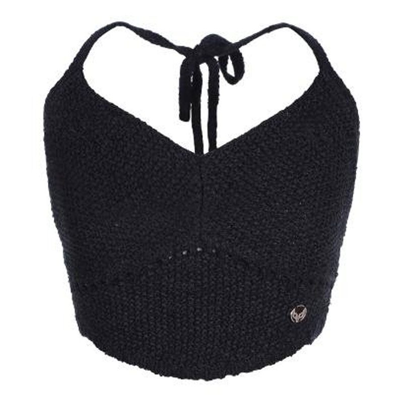 [LALAFOX] KNIT HALTERNECK TOP ( BLACK )