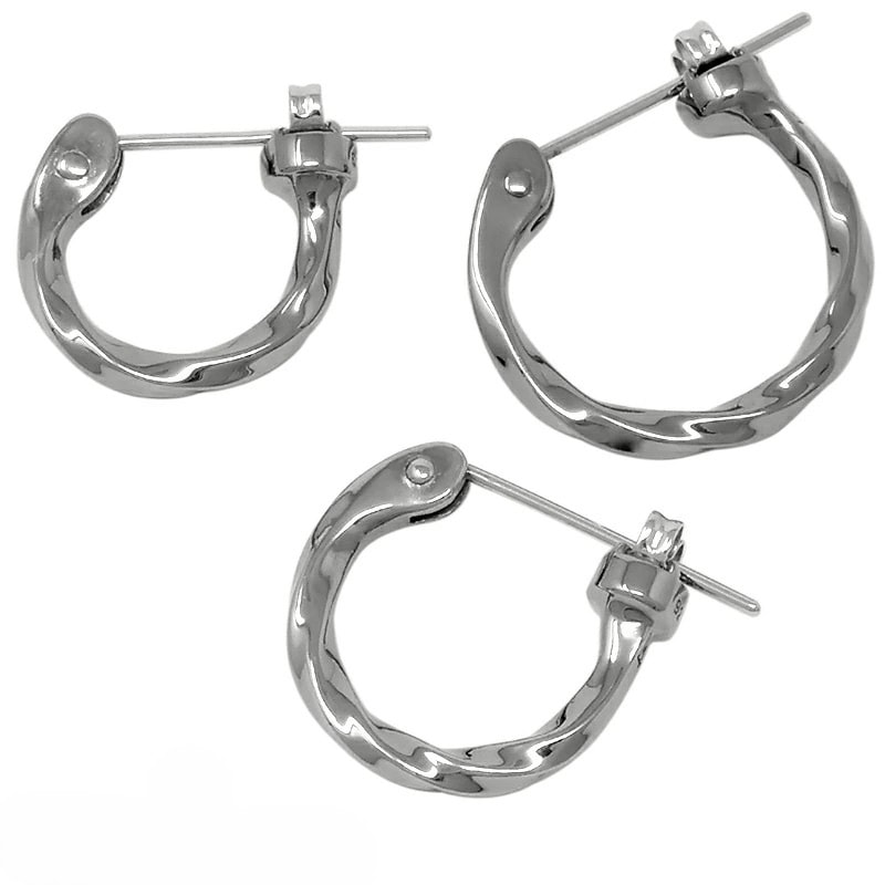 for Gift ツイスト フープ ピアス シルバー925 (ブラック) 01EA0631B LION HEART メンズ 男性 サージカルステンレス ポスト 1点売り 片耳用 ブラン