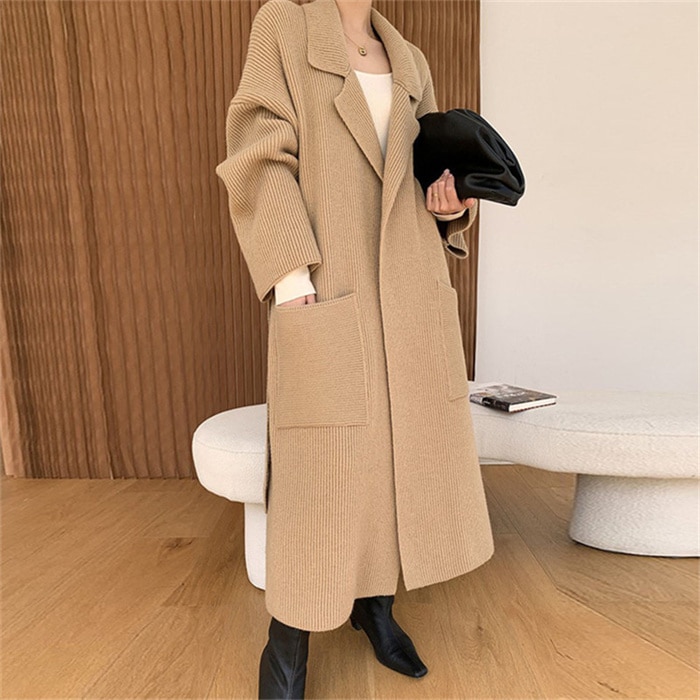 ロングカーディガン ニット チェスターコート レディース ニットカーディガン アウター 大きいサイズ ゆったり 前開き ベルト付き トップス ゆるカーデ 羽織 大人 暖か 厚手 通勤 キレイめ ゆった