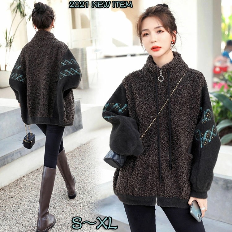 ボアブルゾン レディース ドロップショルダー 暖かい フリース ボアジャケット 防寒着 秋冬 ボアコート カジュアル 可愛い アウター 普段着 通学 通勤 SXL