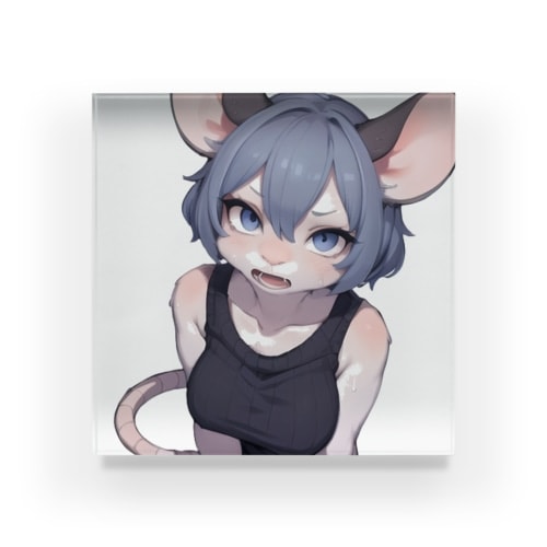 【文字入れ可能受注生産】モグラの女の子　ヘイリー アクリルブロック