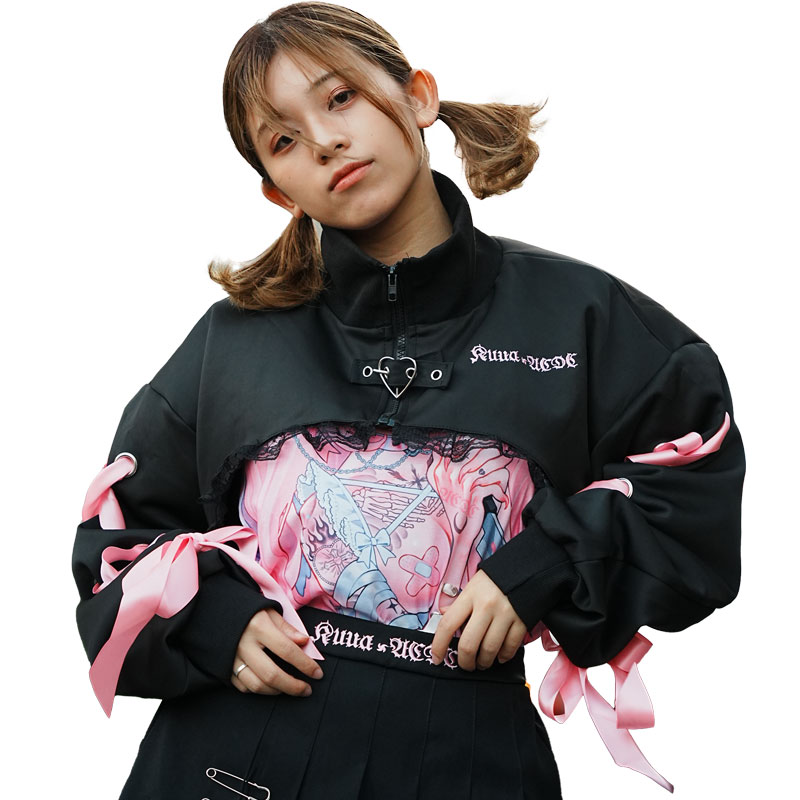 ACDC RAG HEAVEN クロップドジャケット クロップ丈 クロップド丈 長袖 原宿系 原宿 ファッション 病みかわいい 病みかわ 天使 ピンク