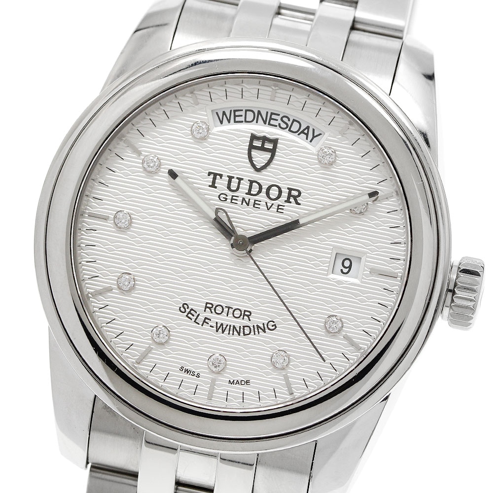 チュードル TUDOR 56000 グラマー デイトデイ 10Pダイヤ 自動巻き メンズ 保証書付き_952752【中古】