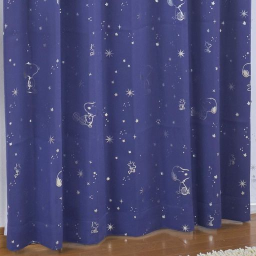 ピーナッツ(PEANUTS) スヌーピー SNOOPY 2級遮光 遮熱カーテン 2枚組 星空 幅100×135CM丈 KO-5