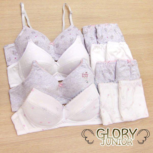 ジュニア2段階綿ブラパンティー12種(2GLB12A)75AA~85AA