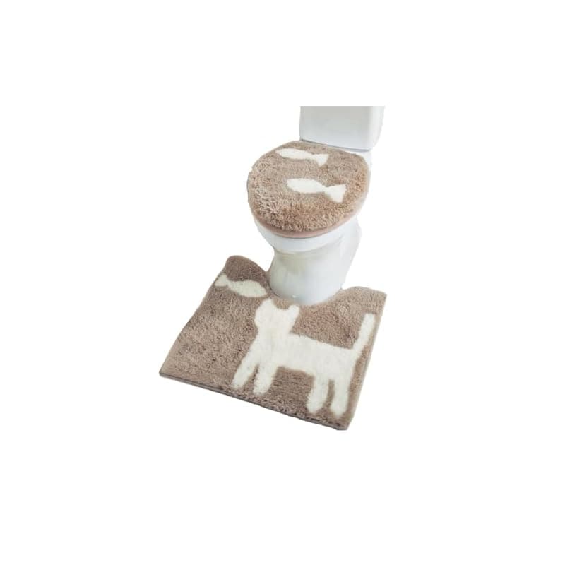 MOGU（JP）トイレマット 3点セット フタカバー 便座カバー ふんわり トイレタリー トイレマット セット 洗浄暖房 滑り止め U型 O型 兼用 暖かい ふわふわ おしゃれ 吸水 速乾 防臭 グリ