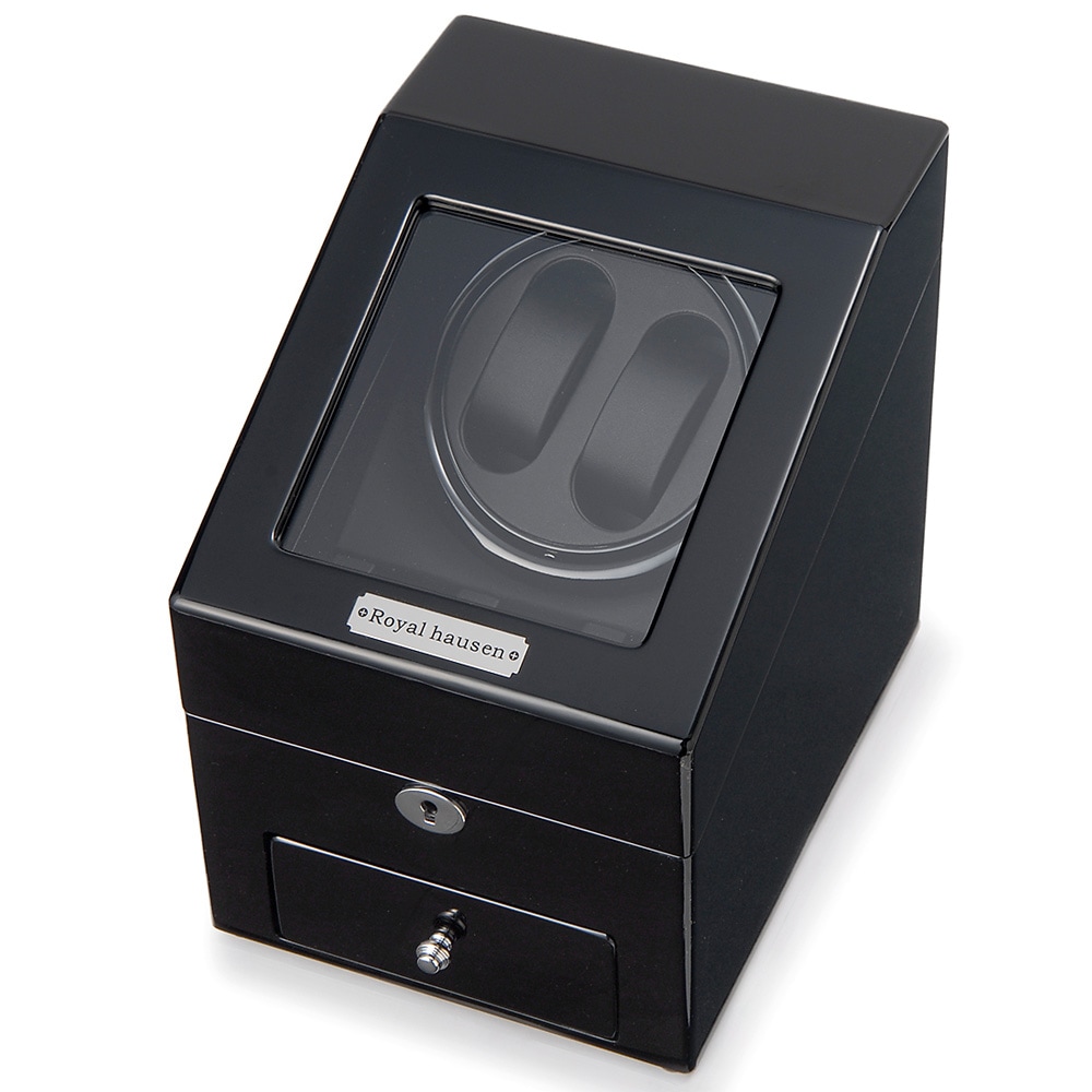 ロイヤルハウゼン 【国内正規品】時計収納ケース付き高級ワインダー　木製　2本巻3本収納（ブラック） GC03-S66BB