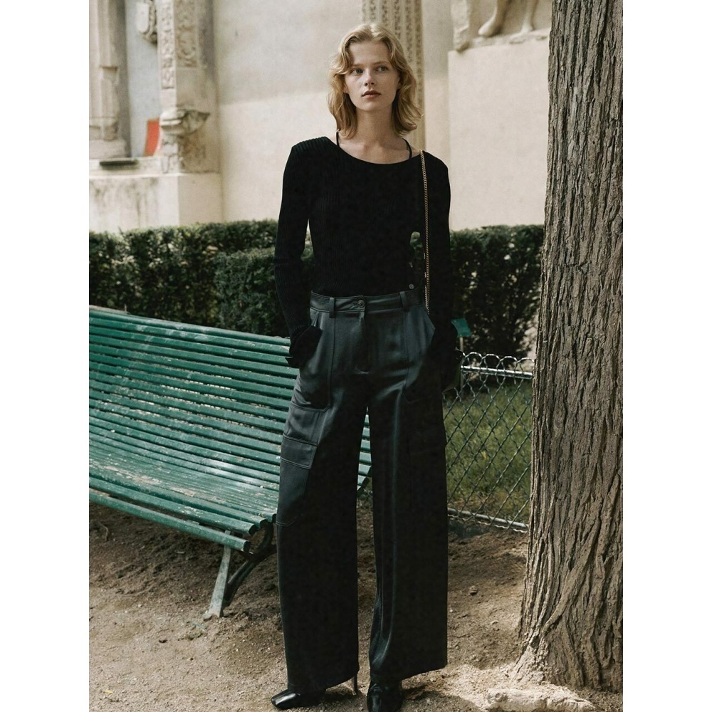 LOEUVRE サテンワイドカーゴパンツ SW3AL342 42