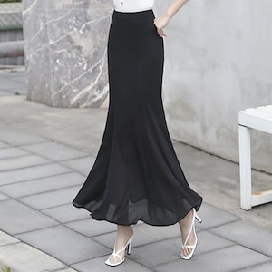 マキシスカートレディース薄の半身スカート夏のハイウエストロングヒップスカートフィッシュテールスカートロングスカート韓国ファッション