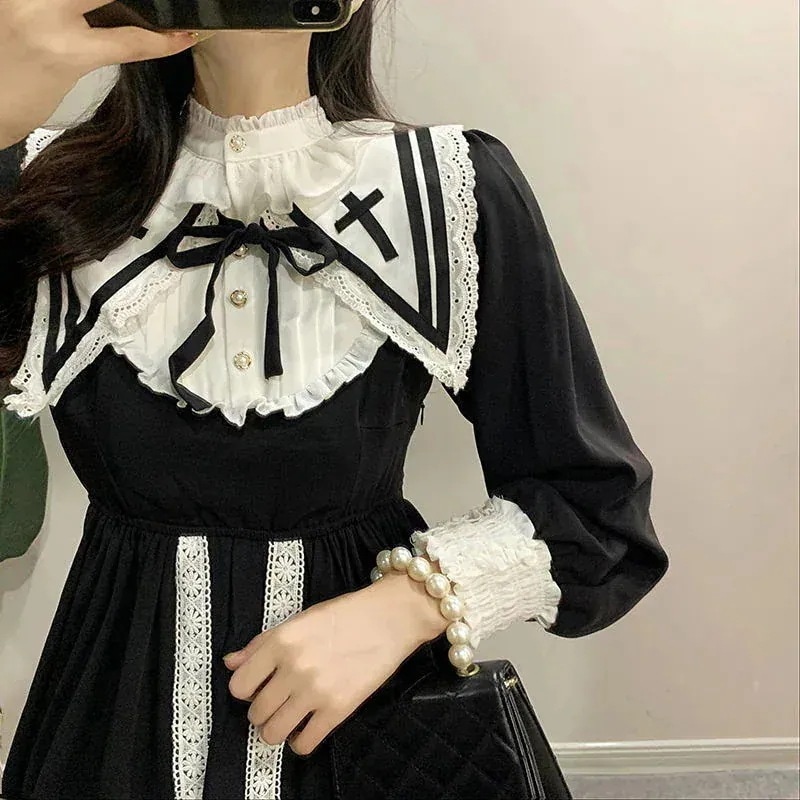 ２点で13o円OFF！【最安値挑戦】 ハロウィン衣装 制服 コスチューム ワンピース 長袖 かわいい マキシワンピース ブラック ドレス コスプレ 仮装 ハロウィンコスプレ 人气新作 コスプレ ロリー