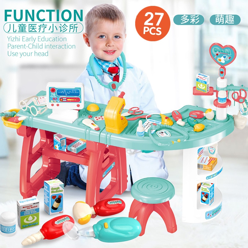 子供用シミュレーションドクターテーブル聴診器注射セット医療小さなクリニックお医者さんごっこおもちゃ-66061 医療機器テーブル豪華大型セット 3.4kg