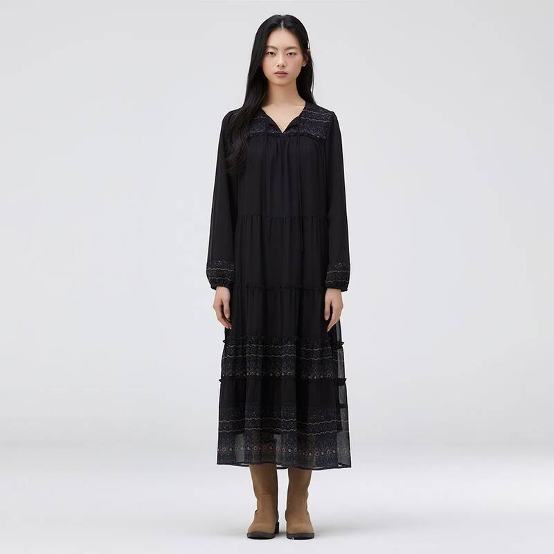 [レディース]ボーダーミックス シフォンワンピース (T262MOP133W)