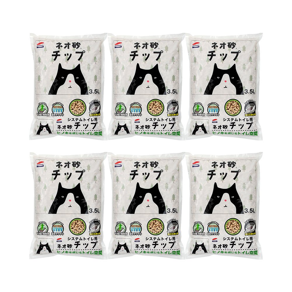 猫砂　コーチョー　システムトイレ用　ネオ砂　チップ　３．５ＬX６　箱売り　お一人様１点限り　ＣＲＣ30―14―30―20―00