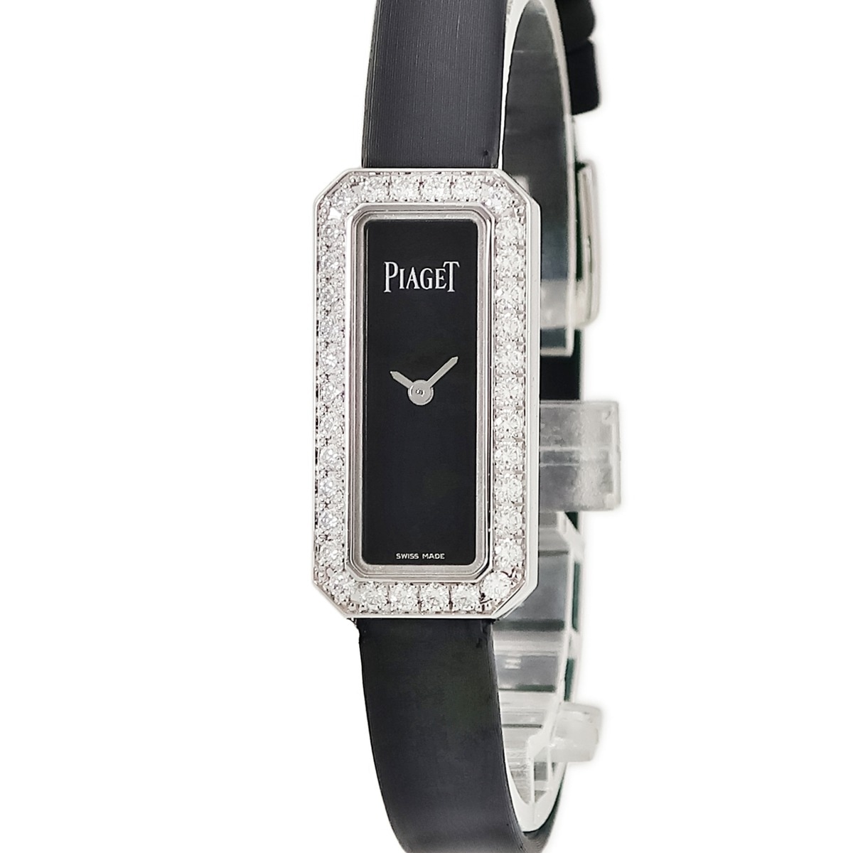 ライムライト G0A39200 クオーツ レディース K18WG無垢 純正ダイヤ スクエア 黒 3年保証