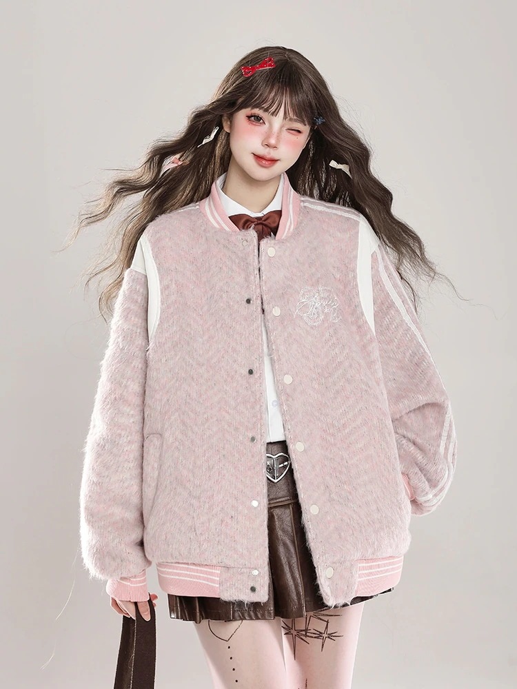 秋冬 韓国かわいい レディースふっくら厚手アウター ブルゾン お出かけ長袖セクシーベースシルエットトップスリッチ サイド冬カジュアルファッション系サイズお出かけネックフル丈スリーブトラック