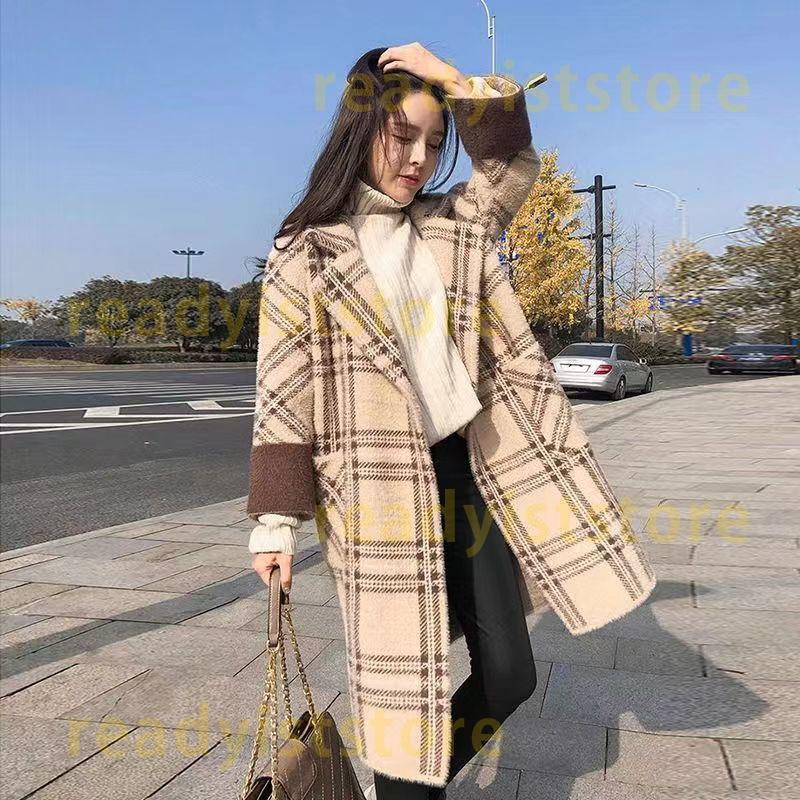チェスターコート ロングコート アウター レディース ファッション コート 通勤 通学 韓国風 ロング丈 ステンカラーコート 開襟 シンプル ラシャコート 格子柄
