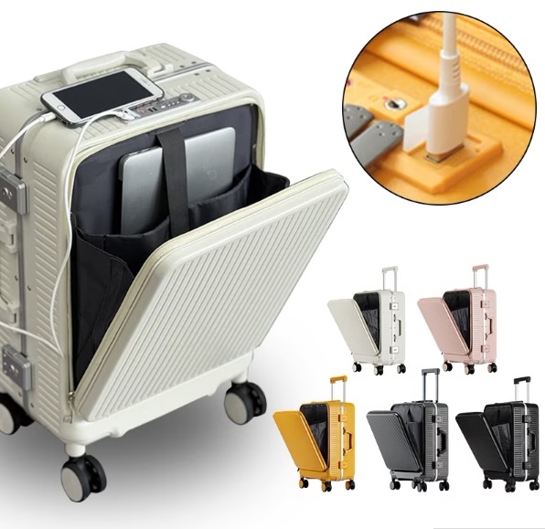 キャリーケース スーツケース 機内持ち込み 多機能 USB充電可能 超軽量荷物を運ぶ便利 前開き キャリーバッグ 旅行