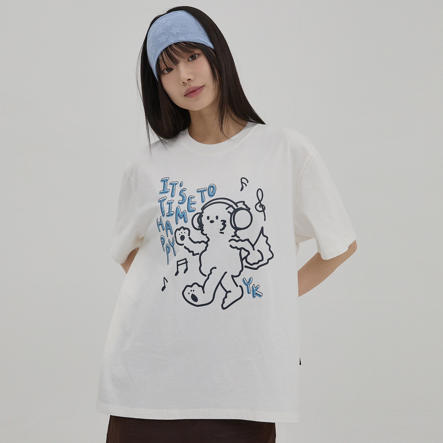 It is time to HAPPY Half Sleeve T-shirt WHITE