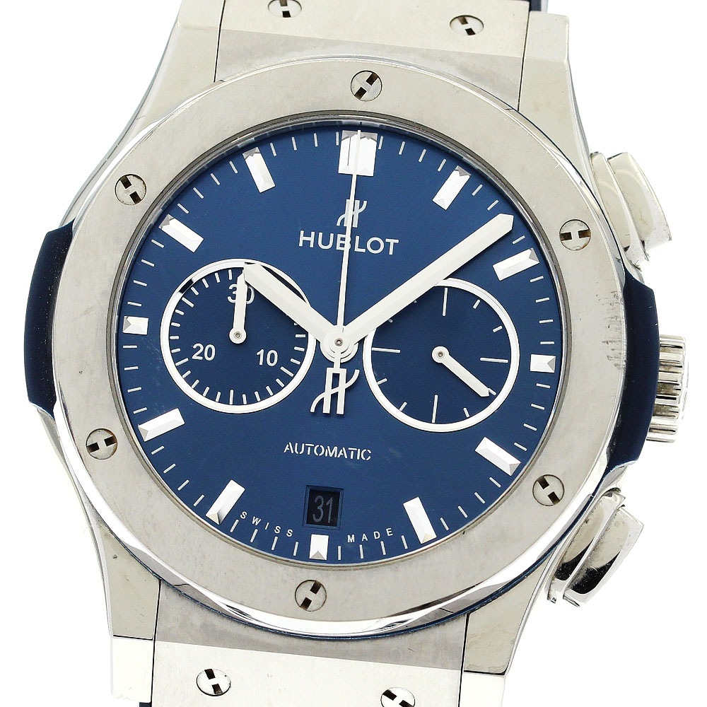ウブロ HUBLOT 541.NX.7170.LR クラシックフュージョン クロノブラフ チタニウム ブルー 自動巻き メンズ 箱・保証書付き_879037【中古】