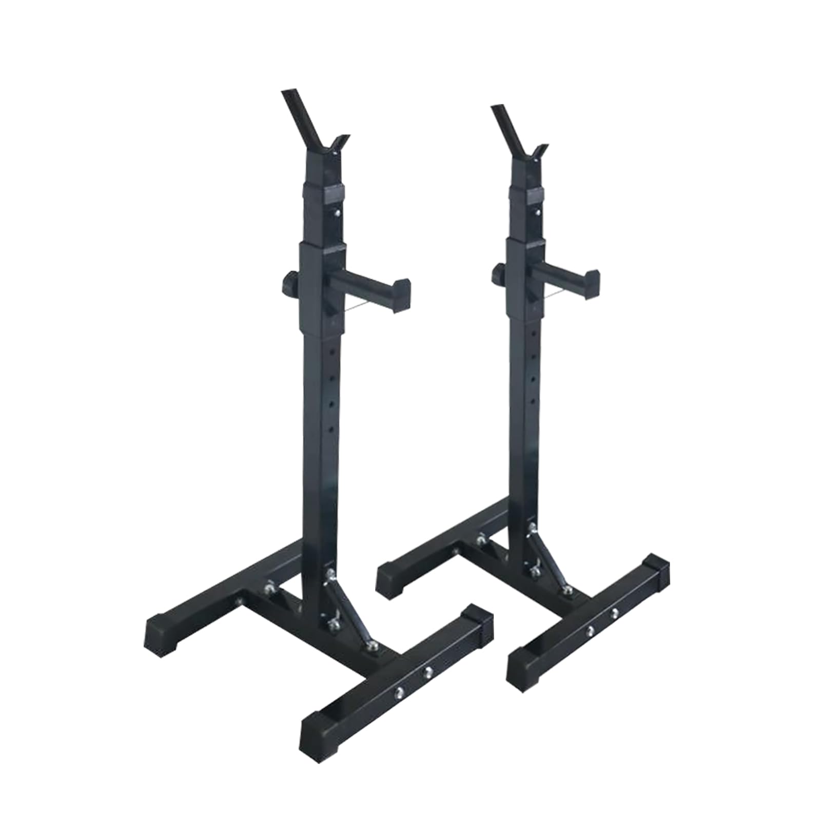【左右分離式・10段階高さ調整】バーベルスタンド 2台セット スクワットラック H型ベース 頑丈なスチール製 耐荷重230kg 幅調整可能 セーフティーバー付き 筋トレ ベンチプレス ホームジム用 コ
