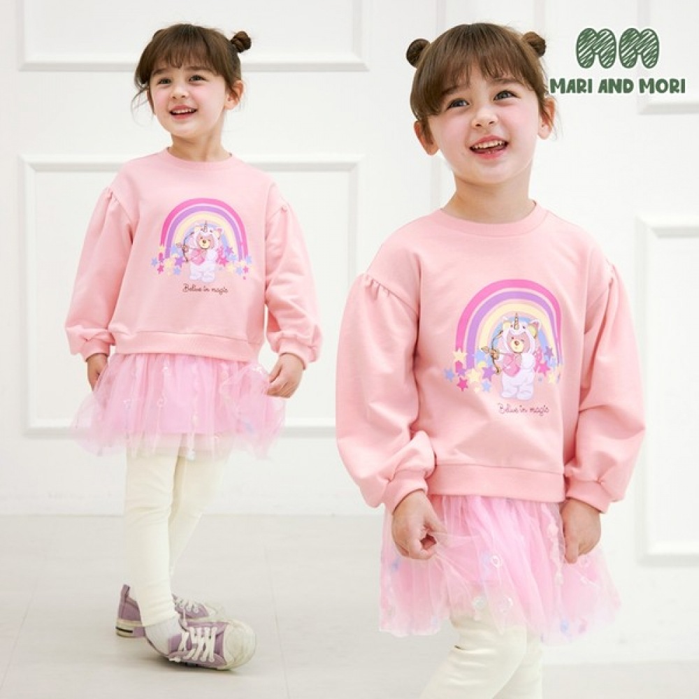 [ウォルトンキッズ] キラキラキューピッドベアロングTシャツ