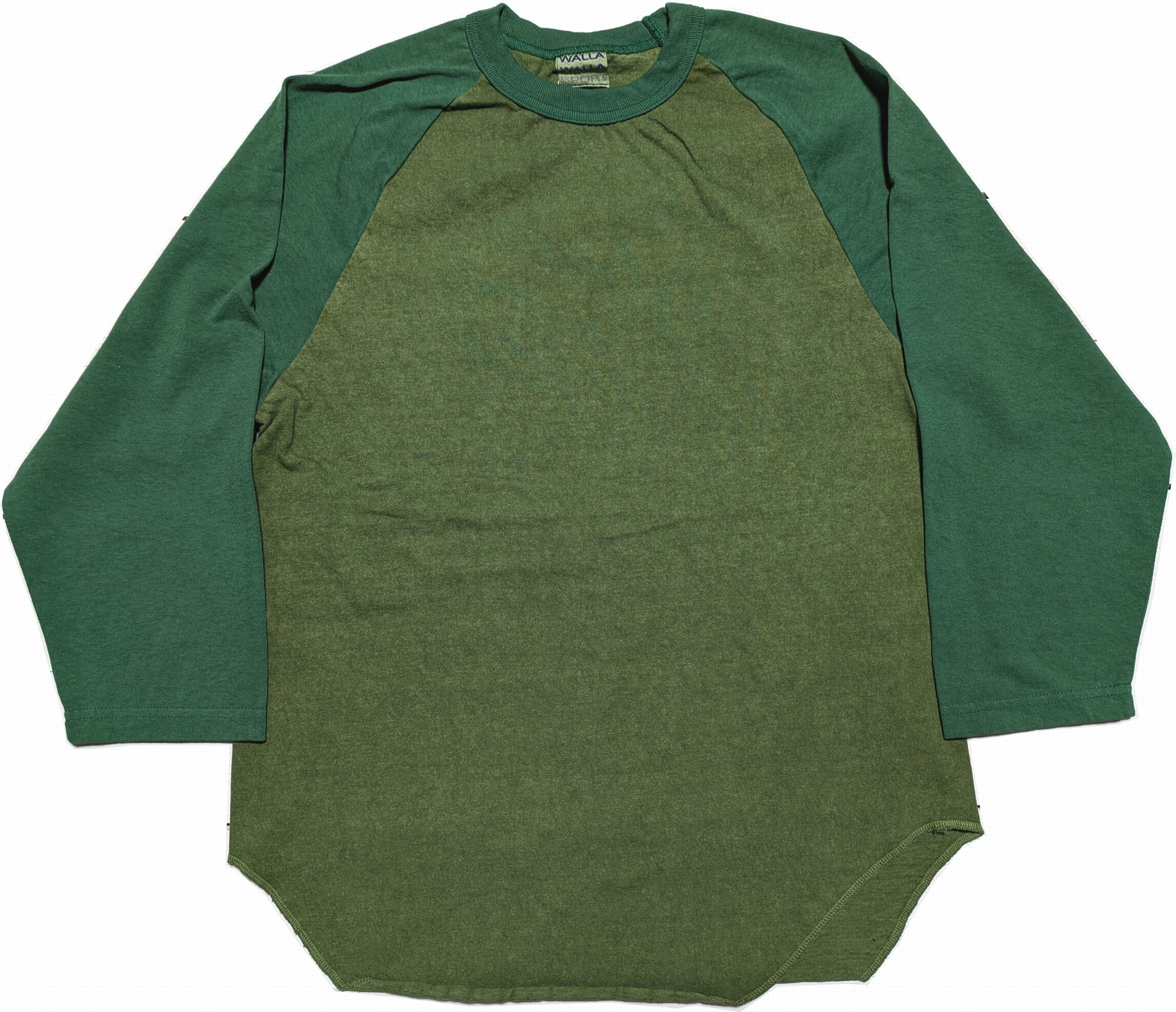 ピグメント ダイ 2トーン ベースボール ティー グリーン メンズ Tシャツ 日本製 PIGMENT DYE 053