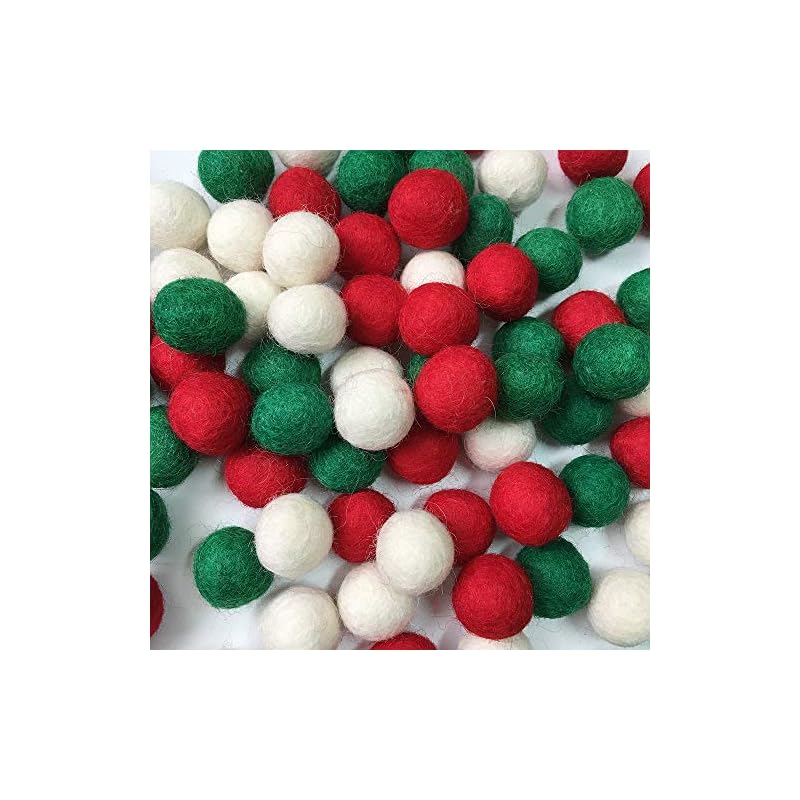 ウールフェルトボール 径2cm クリスマス 赤白緑 コロコロボール 髪飾り 服 バッグ 飾り物 DIY用 手芸パーツ 手作り素材 たっぷり90個