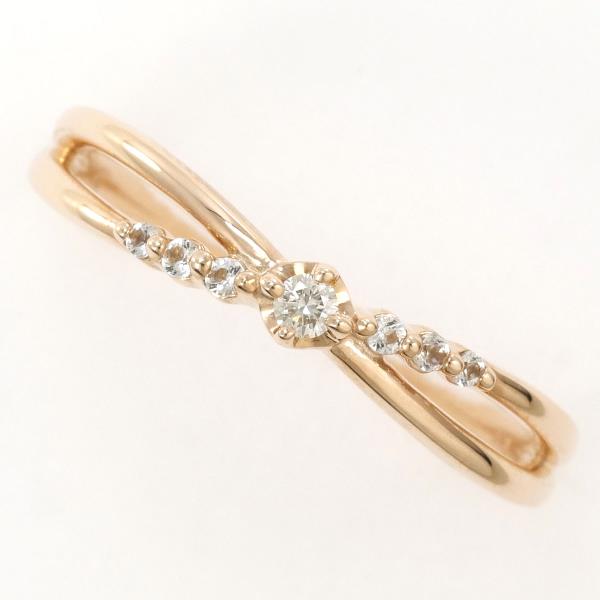 カナル4℃ K10PG リング 指輪 12号 ダイヤ ホワイトサファイア ジュエリー 中古