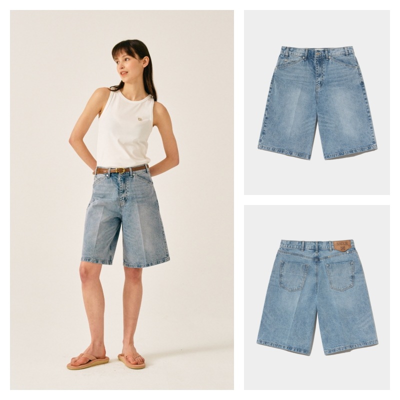 【SATUR】 (W) NERIA DENIM BERMUDA PANTS : UNION LIGHT BLUE