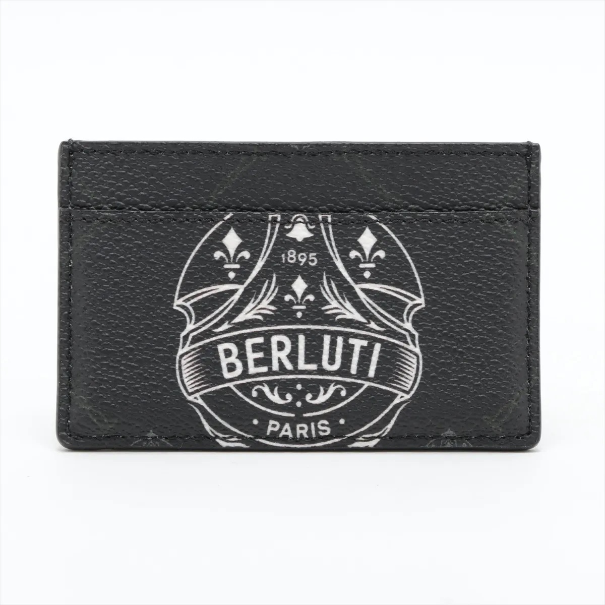 極美品 カードケース 名刺入れ 二つ折り 財布 小銭入れ コンパクト ウォレット ラウンドファスナー コインケース ブラック 黒 メンズ MMM CL50-2 中古