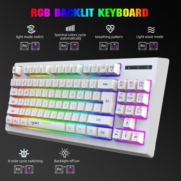 ゲームオフィスホワイト用87Keys2.4GワイヤレスメカニカルキーボードRGBバックライト