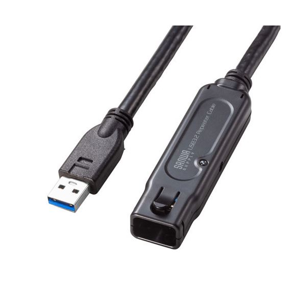 サンワサプライ USB3.2アクティブリピーターケーブル10m（抜け止めロック機構付き） KB-USB-RLK310