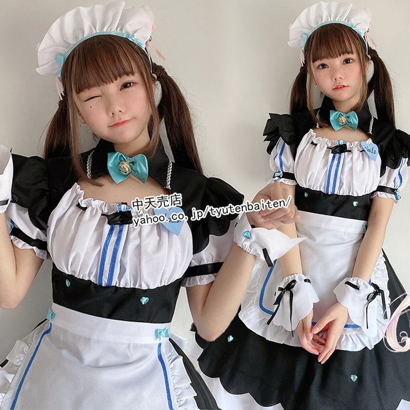 60メイド コスプレ メイド服 猫 ハロウィン仮装 コスチューム ハロウィン衣装 仮装 メイド喫茶 メイドカフェ パーティー 学園祭 文化祭 女子 6点セット