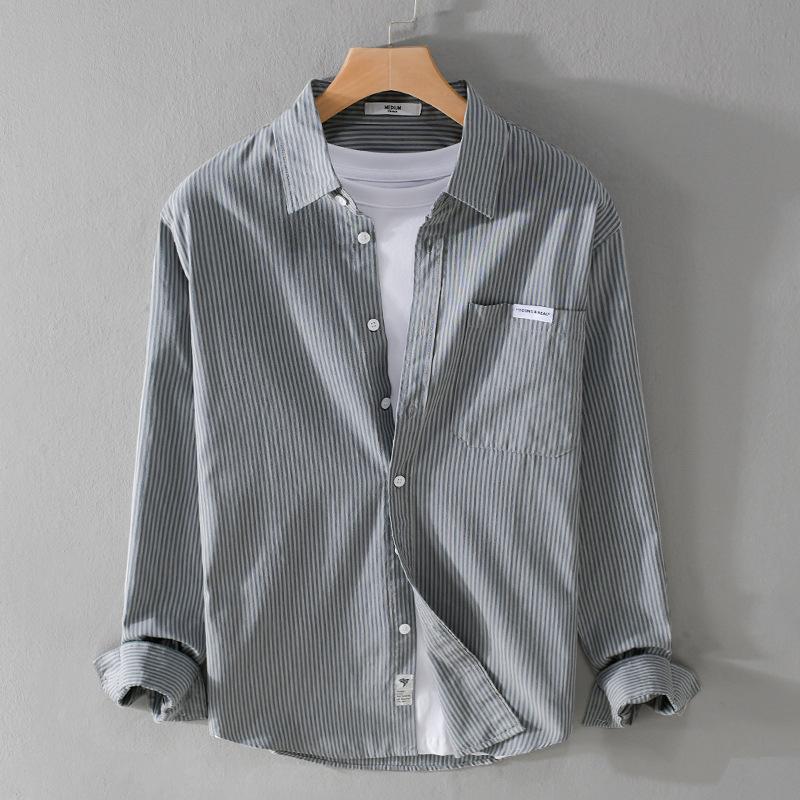 ストライプ レジャー ャツ インディアコットン ストライプシャツ 薄い メンズ 春秋 服 6,333円