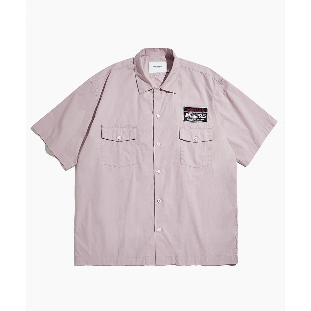 優秀なメカニックハーフワークシャツ_ピンク