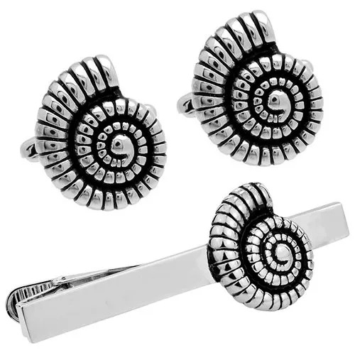 カフス ネクタイピン セット アンモナイト 化石 カフスボタン カフリンクス タイクリップ タイピン