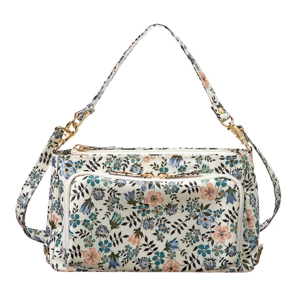 [Cyalel Yahata] コットンタッチ お財布 ショルダーバッグ レディース リバティプリント ICカード ポケット付き 2WAY 機能的 斜めがけ 旅行 軽い おしゃれ ポシェット 花柄 ギ