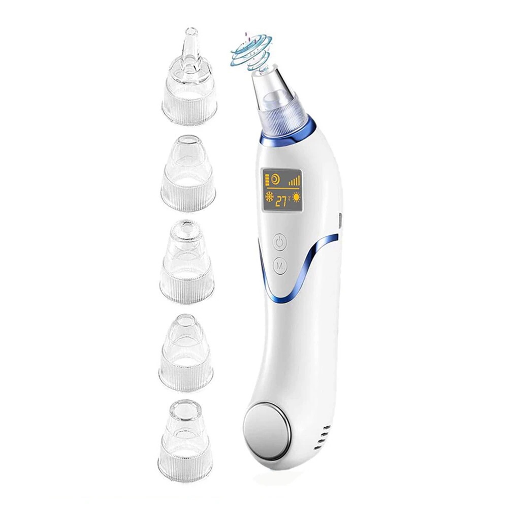 毛穴吸引器 温冷ケア 美顔器 5段階吸引力 5種類吸引ノズル USB充電式 美顔器