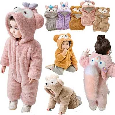【2個買うと1個無料】【2024新型】ダッフィー 着ぐるみ 赤ちゃん ベビー服 ロンパース オールインワン カバーオール熊 出産祝い 防寒着 フード キッズ 新生児服 子供用 お出掛け 厚手 ベビー服