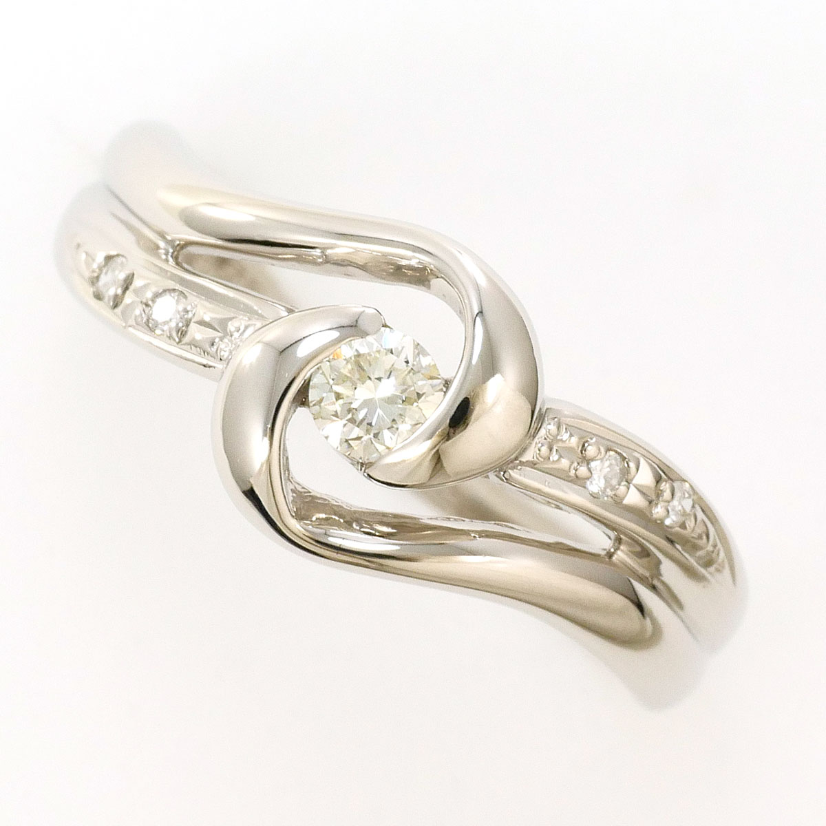 PT900 プラチナ リング・指輪 11号 ダイヤモンド 0.12ct 総重量約3.3g 中古