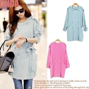 ノーカラートレンチコート/アウター/シャーベットカラートレンチコート/ジャケット/スプリ