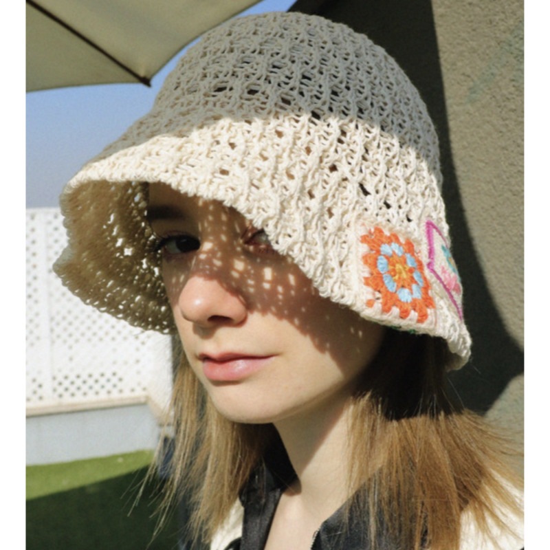 ELKE BLOEM / FLOWER NET BUCKET HAT(4COLOR) / 夏 ニットハット
