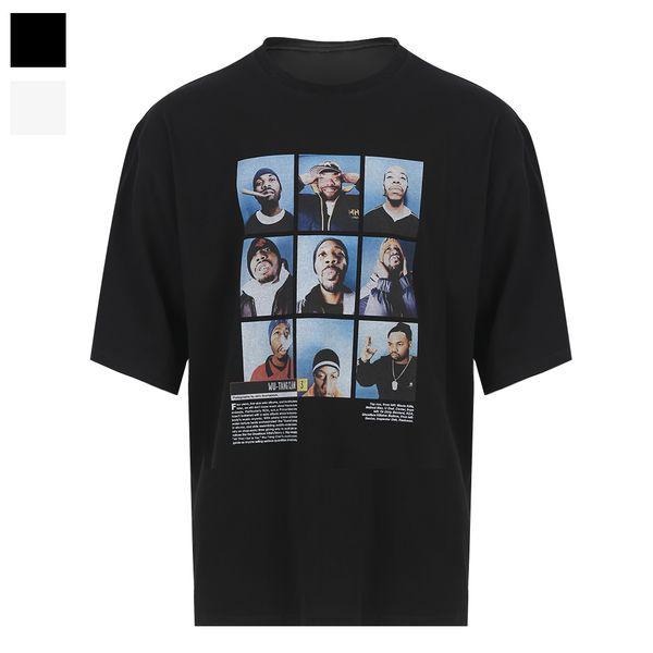 メンズストリートフレームラウンド半袖Tシャツ AC TSH Q094 ブラック_P422324485