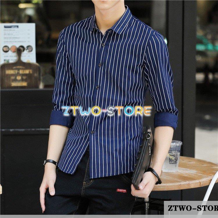 シャツ メンズ 長袖 夏 ストライプ カジュアルシャツ 長袖シャツ 綿 夏服 秋 メンズシャツ おしゃれ メンズファッション トップス ストライプシャツ