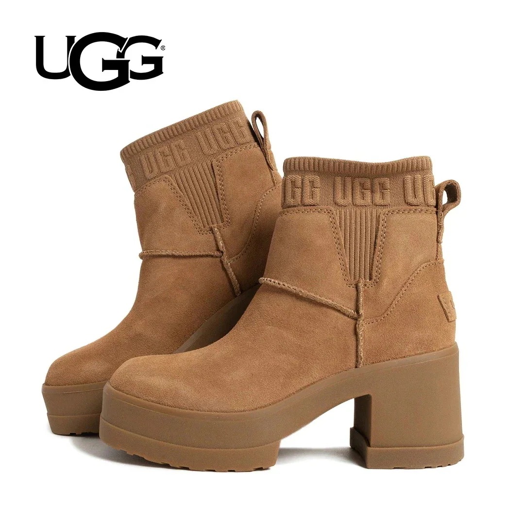 UGG アグ モクシー チェルシー ブーツ BOOTS MOXY CHELSEA CHESTNUT ( ヒール ベージュ スエード チェスナッツ レザーブーツ サイドゴア 1173724-CHE )