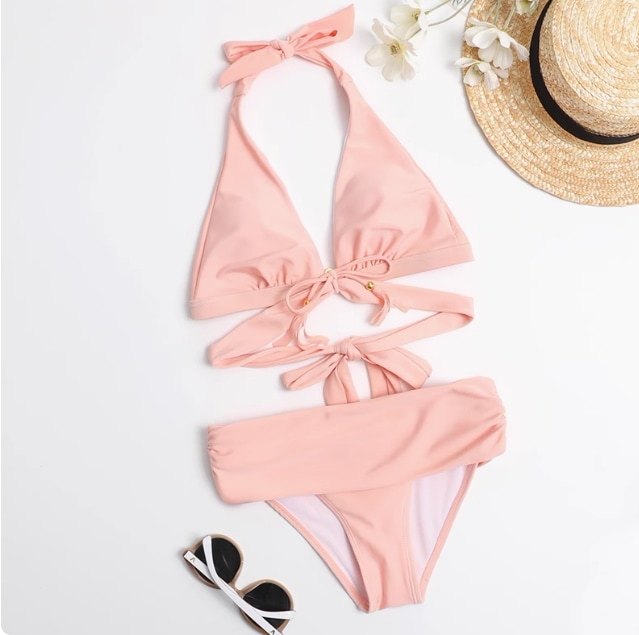 水着 ビキニ スイムウェア レディース タンキニ モノキニ バンドゥ 紐 マイクロ セパレート ハイレグ リボン セット ツーピース スリーピース 上下セット かわいい 大人可愛い きれいめ シンプル