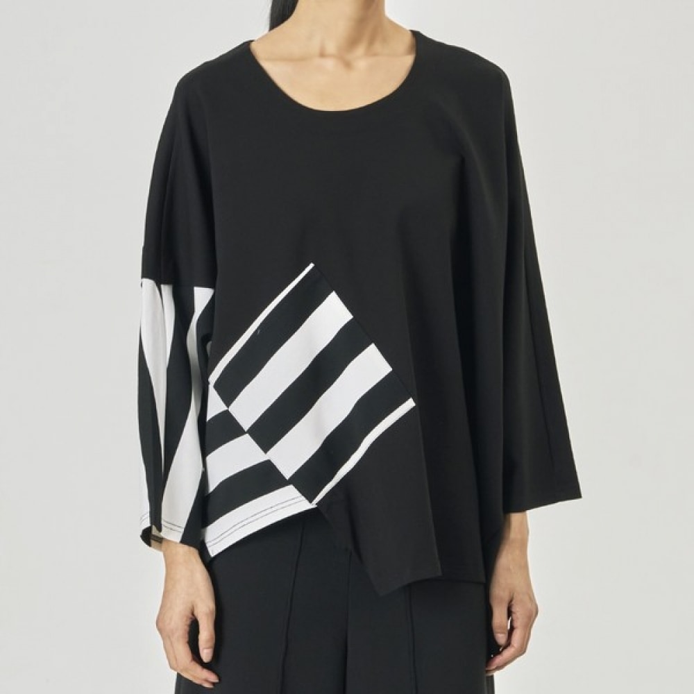 (UNIKE) リヴェンピアノチェックポケットTシャツ