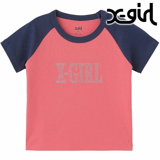 メール便 ラインストーン ローマンタイロゴ ラグランショートスリーブベビーTシャツ [105252011029] レディース トップス 半袖 PINK ピンク 正規取扱店