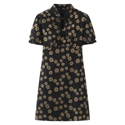 ワンピース チャイナドレス 膝丈 ひざ丈 膝上 袖あり 半袖 スタンドカラー リボン かわいい おしゃれ お洒落 レトロ アジアン エスニック エキゾチック ラフ ラブリー キュート ガーリー