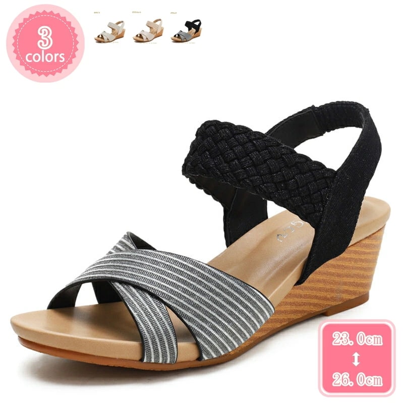 1000円OFFクーポン 5cmウェッジヒール 美脚靴 サンダル オフィスサンダル レディース サボスリッパ 外履き 夏用 ミュール 厚底 小さいサイズ 歩きやすい 低反発 おしゃれ 黒 スポーツサン